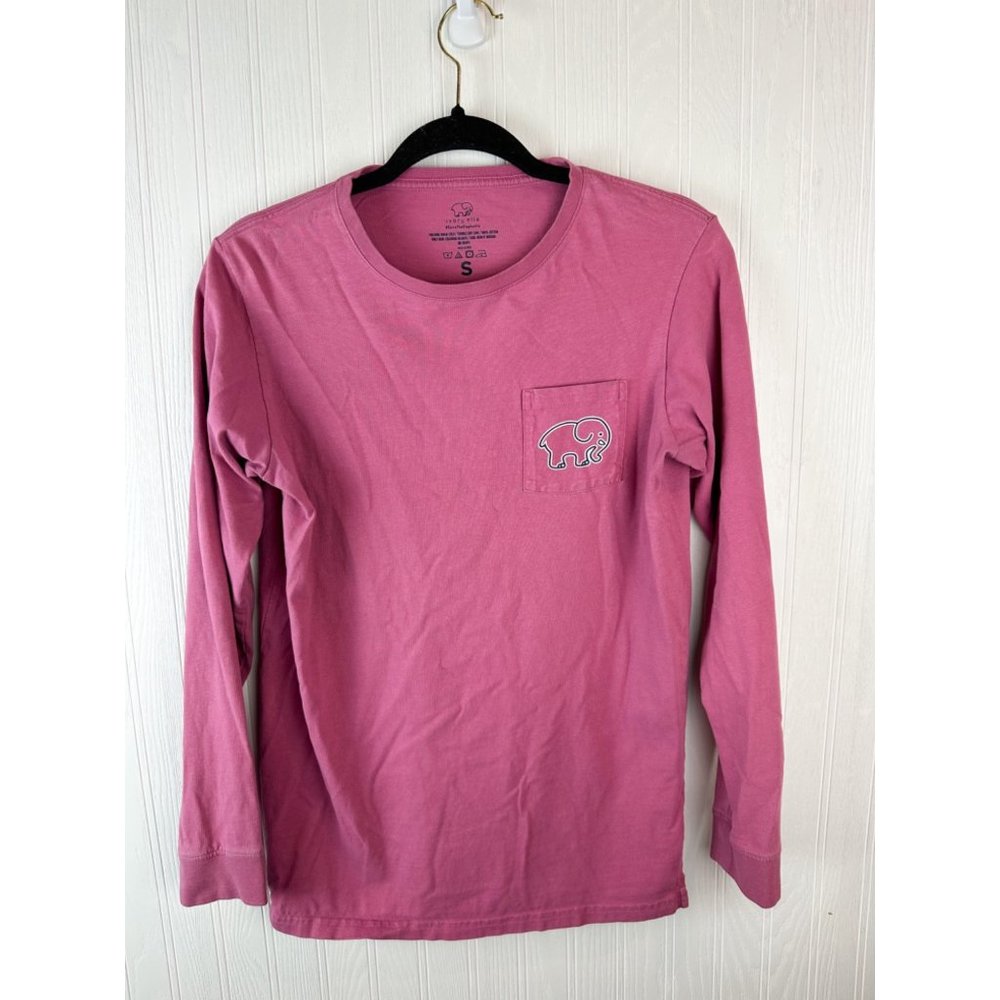 Ivory Ella Pink Long sleeve t-shirt pocket t size small 100% Cotton